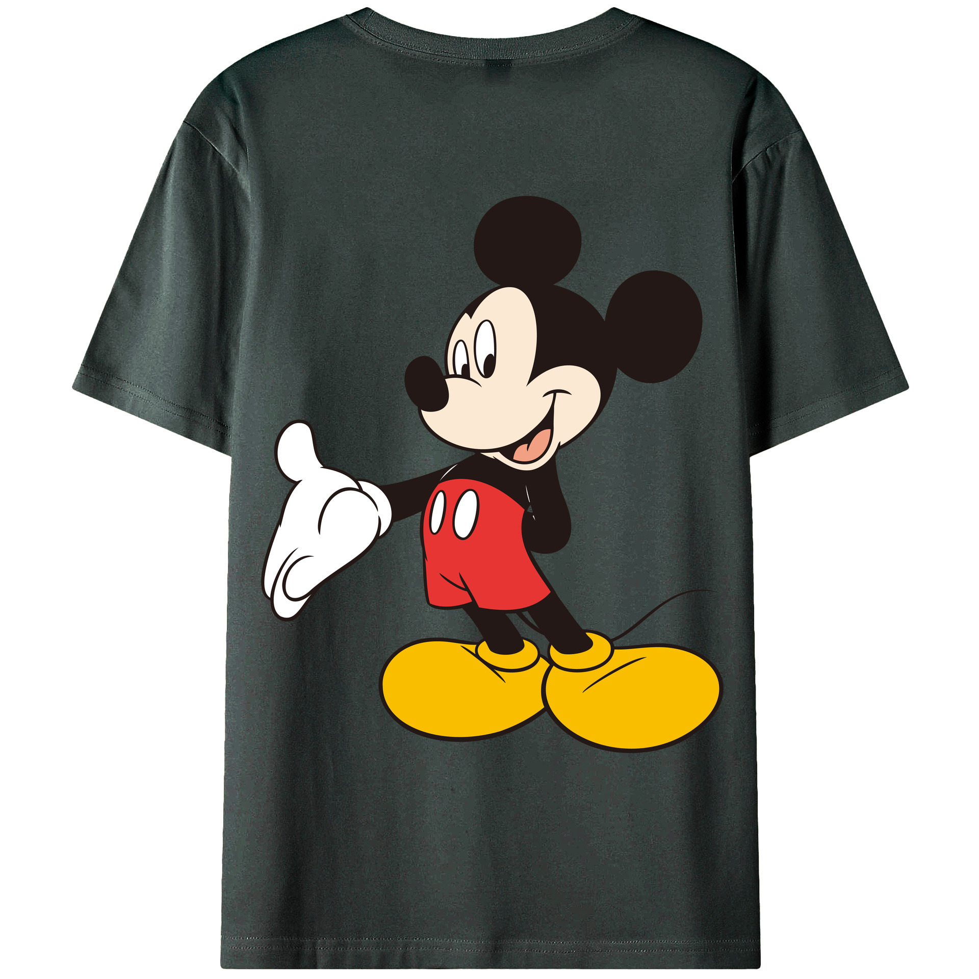 ミッキーマウス Mickey Mouse 綿100％ メンズ半袖Tシャツ（バックプリント） 通気性